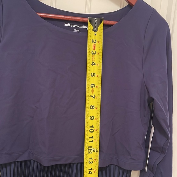 NWT Soft Surroundings Womens Cassandra Midi Dress Sz XS Blue Long Sleeve Pleated - Picture 15 of 15